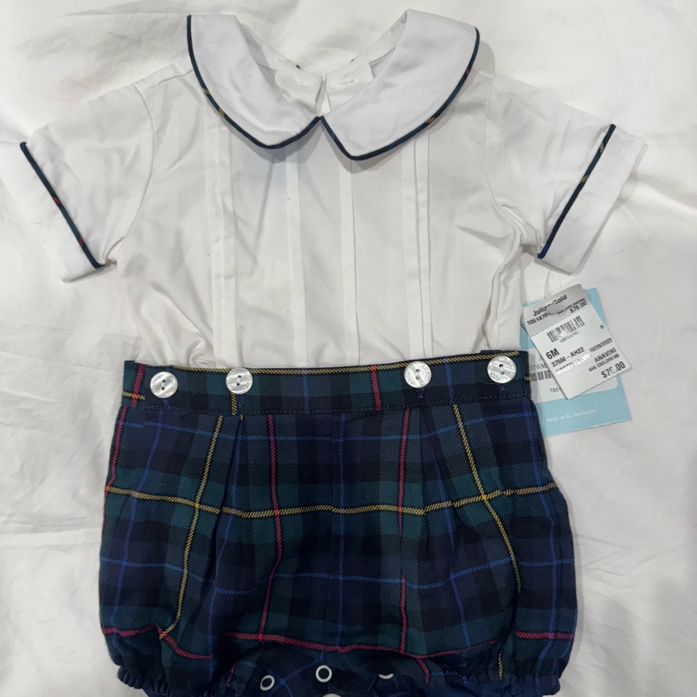 Classic White and Plaid Diaper Cover Set